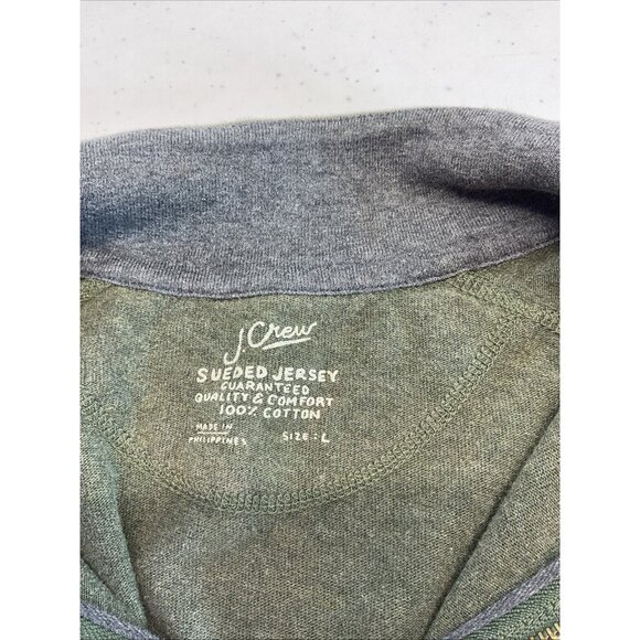 J Crew Shirt Men's Cotton Sueded Jersey 1/4 Zip Long Sleeve Collared Pullover L - Picture 3 of 11